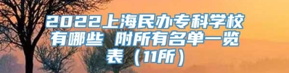 2022上海民办专科学校有哪些 附所有名单一览表（11所）