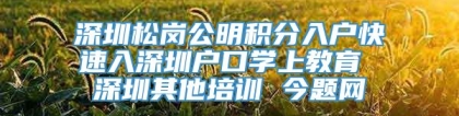 深圳松岗公明积分入户快速入深圳户口学上教育 深圳其他培训 今题网