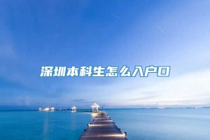 深圳本科生怎么入户口