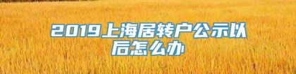 2019上海居转户公示以后怎么办