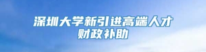 深圳大学新引进高端人才财政补助