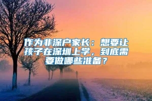 作为非深户家长：想要让孩子在深圳上学，到底需要做哪些准备？