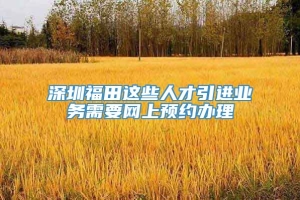 深圳福田这些人才引进业务需要网上预约办理