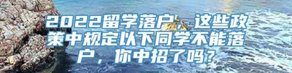 2022留学落户，这些政策中规定以下同学不能落户，你中招了吗？