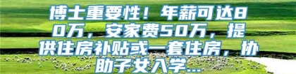 博士重要性！年薪可达80万，安家费50万，提供住房补贴或一套住房，协助子女入学...