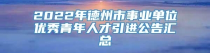 2022年德州市事业单位优秀青年人才引进公告汇总