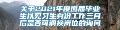 关于2021年度应届毕业生以见习生身份工作三月后是否可调换岗位的询问