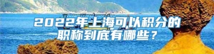 2022年上海可以积分的职称到底有哪些？