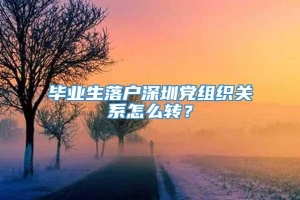 毕业生落户深圳党组织关系怎么转？