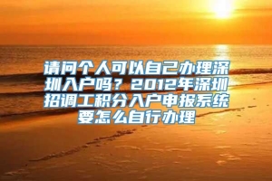 请问个人可以自己办理深圳入户吗？2012年深圳招调工积分入户申报系统要怎么自行办理