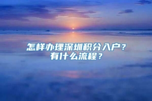 怎样办理深圳积分入户？有什么流程？