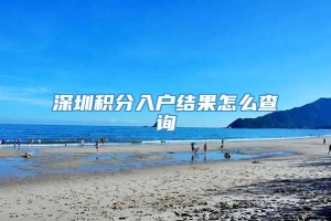 深圳积分入户结果怎么查询