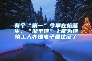 有个“第一”今早在杭诞生，“浙里建”上能为建筑工人办理电子居住证了