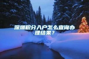 深圳积分入户怎么查询办理结果？