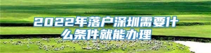 2022年落户深圳需要什么条件就能办理