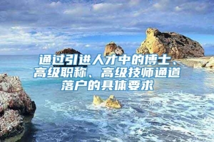 通过引进人才中的博士、高级职称、高级技师通道落户的具体要求