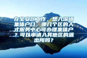 在宝安区工作，想入深圳集体户口，哪几个区的人才服务中心可办理集体户？可以申请入其他区的派出所吗？