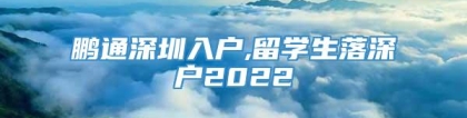 鹏通深圳入户,留学生落深户2022