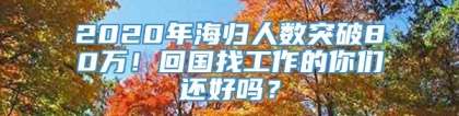 2020年海归人数突破80万！回国找工作的你们还好吗？