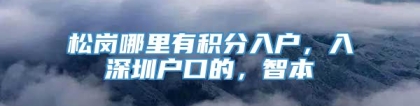 松岗哪里有积分入户，入深圳户口的，智本