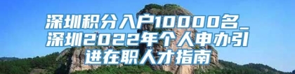 深圳积分入户10000名_深圳2022年个人申办引进在职人才指南