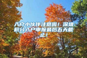 入户小伙伴注意啦！深圳积分入户申报最后五天截止！