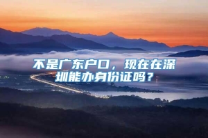 不是广东户口，现在在深圳能办身份证吗？