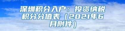 深圳积分入户：投资纳税积分分值表（2021年6月附件）