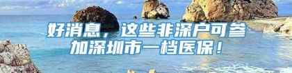 好消息，这些非深户可参加深圳市一档医保！