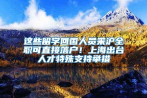 这些留学回国人员来沪全职可直接落户！上海出台人才特殊支持举措