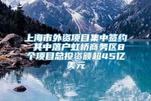 上海市外资项目集中签约 其中落户虹桥商务区8个项目总投资额超45亿美元