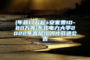 (年薪17万起+安家费10-80万等)东北电力大学2022年高层次人才引进公告