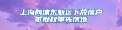 上海向浦东新区下放落户审批权率先落地