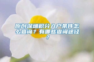 原创深圳积分入户条件怎么查询？有哪些查询途径？