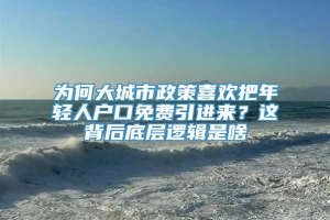 为何大城市政策喜欢把年轻人户口免费引进来？这背后底层逻辑是啥