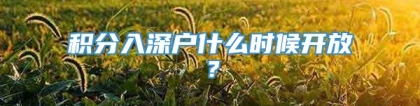 积分入深户什么时候开放？