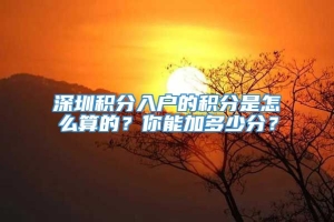 深圳积分入户的积分是怎么算的？你能加多少分？