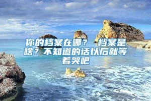 你的档案在哪？ 档案是啥？不知道的话以后就等着哭吧