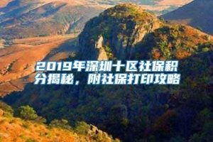 2019年深圳十区社保积分揭秘，附社保打印攻略