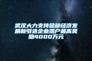 武汉大力支持总部经济发展新引进企业落户最高奖励4000万元