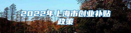 2022年上海市创业补贴政策