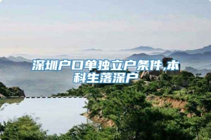 深圳户口单独立户条件,本科生落深户