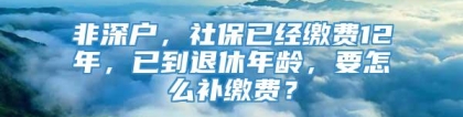 非深户，社保已经缴费12年，已到退休年龄，要怎么补缴费？