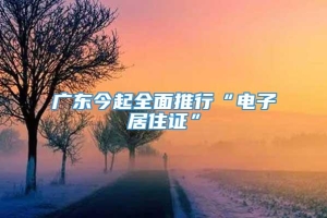 广东今起全面推行“电子居住证”