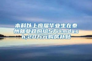 本科以上应届毕业生在泰州就业政府给5万—20万元购房补贴