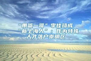 “带货一哥”李佳琦成“新上海人”：作为特殊人才落户崇明区