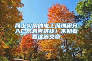 网上实用的电工深圳积分入户信息真难找！不如看看这篇文章