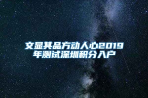 文显其品方动人心2019年测试深圳积分入户