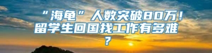 “海龟”人数突破80万！留学生回国找工作有多难？