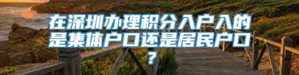 在深圳办理积分入户入的是集体户口还是居民户口？